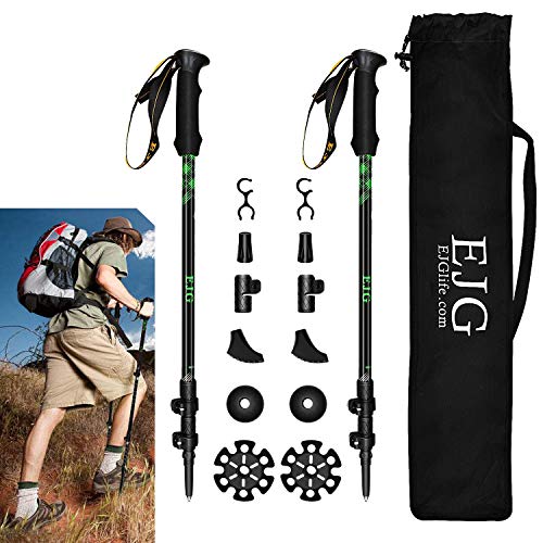 EJG Trekking Poles - 2 Packs/Set | Hiking Poles | Ski Poles | Walking Stick | Walking Poles | Nordic Walking Poles, Quick Lock System, Telescopic(25"-52"), Collapsible