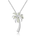 MANZHEN Dainty Crystal Palm Tree Pendant Necklace Summer Style