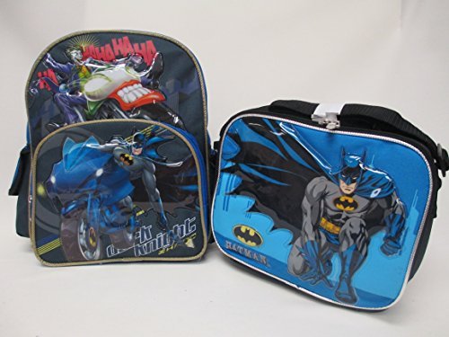 Batman & The Joker DC Comics Toddler Medium 12" Backpack Book Bag & Lunch Box Set