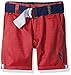 U.S. Polo Assn. Big Boys Belted Roll-Up Hem Twill Short, Engine Red, 16