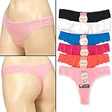 6pk Womens Cotton Spandex Thong Lace Trim Underwear No Ride Stretch Comfort Sexy