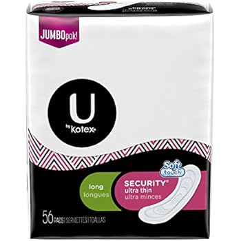 U by Kotex Security Ultra Thin Pads, Long, Unscented, 56 Count
