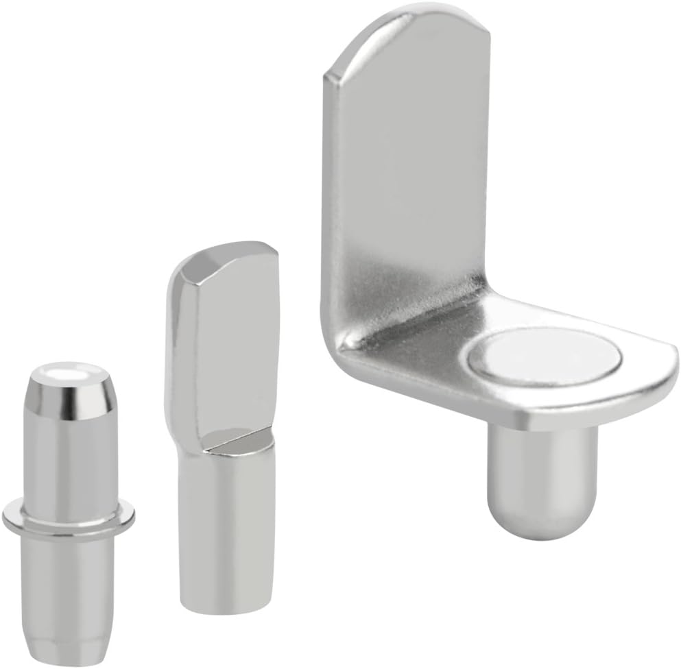 60pcs Shelf Bracket Pegs, Wobe Stainless Steel Shelf Pins Support Nickel Plated Shelf Peg Pin Supports for Cabinet Furniture Closet Shelf Bracket Wardrobe Office Accessories Display Stand: Home Improvement