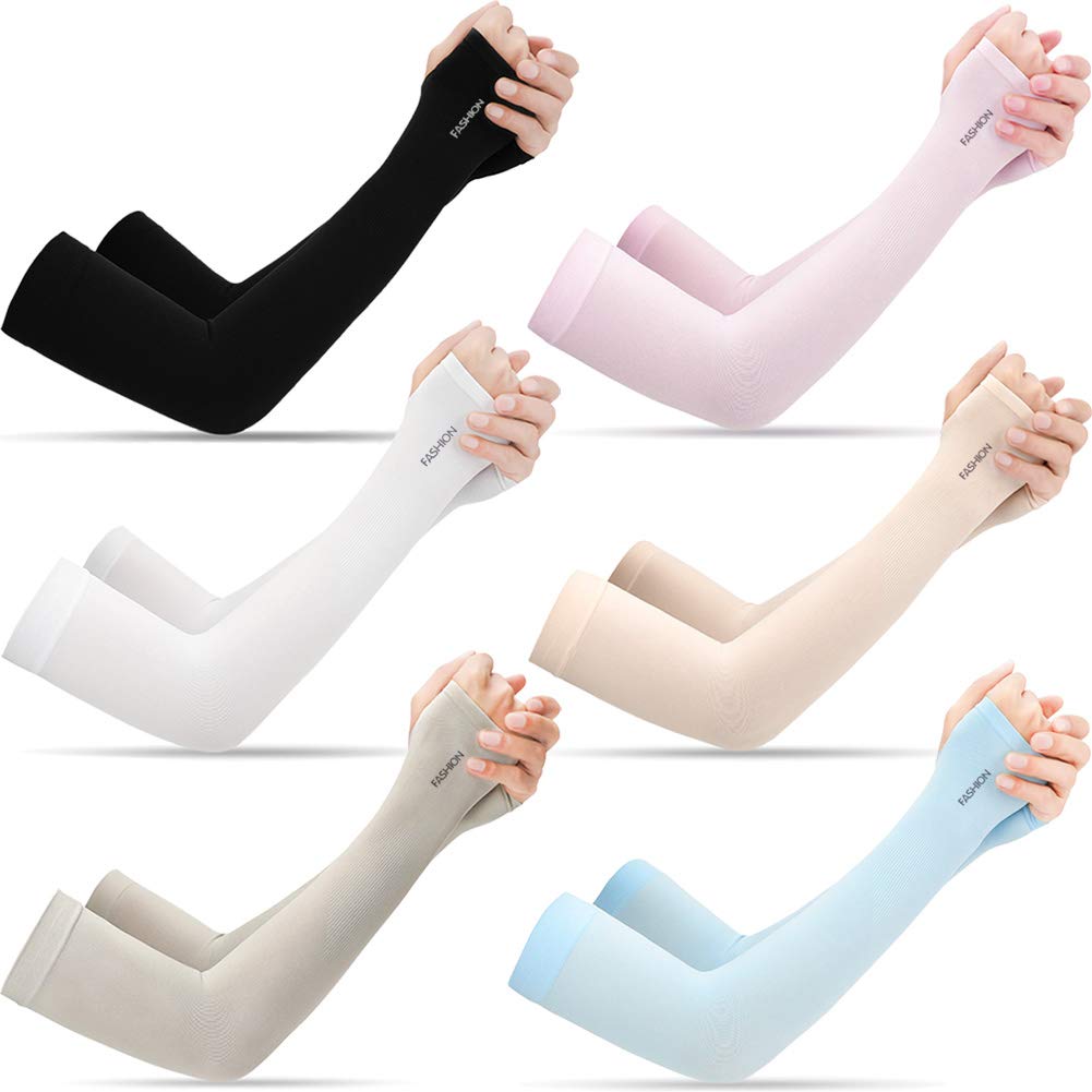 beister 3/6 Pairs UV Cooling Arm Sleeves Sun Protection Unisex for Sports, Cycling, Golf