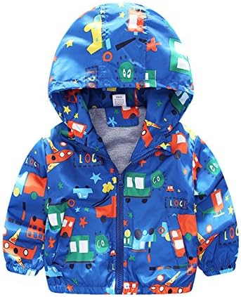 Toddler Boys Girls Animal Hoodie Outwear Windbreaker Jacket Waterproof Raincoat?Blue 90