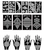 Henna Tattoo Stencil/Temporary Tattoo Temples Set of 14 Sheets,Indian Arabian Tattoo Reusable Stickers Stencils Body Art Designs for Hands Body