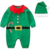 ZHSKEUUN My First Christmas Baby Boy Girl Outift Infant Long Sleeve Romper Newborn Elf Reindeer Costume Santa Outfits