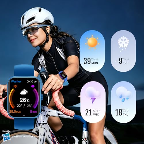 Transformers Reloj Inteligente Niños Hombre Mujeres, 1.83'' HD IP68, Llamadas-Bluetooth, con el Asistente de Voz, Monitoreo de Salud Calorías Sueño Podómetro, Música Notificaciones de Mensajes, Azul
