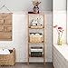 Finnhomy Natural Bamboo Shelf Wood 4 Tier Bathroom Shelf Unit Tower Bookshelf Multifunctional Storage Rack Display Shelving Unit Free Standing Rack for Plants