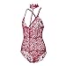 OQC Women's Choker V Neck Lace Babydoll Bodysuit Lingerie Underwear Set Red