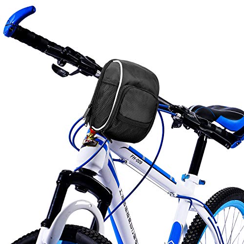 BOBILIFE Bike Handlebar Front Bag, Cycling Bicycle Handlebar Bags Front Frame Tube Basket with Rain Cover
