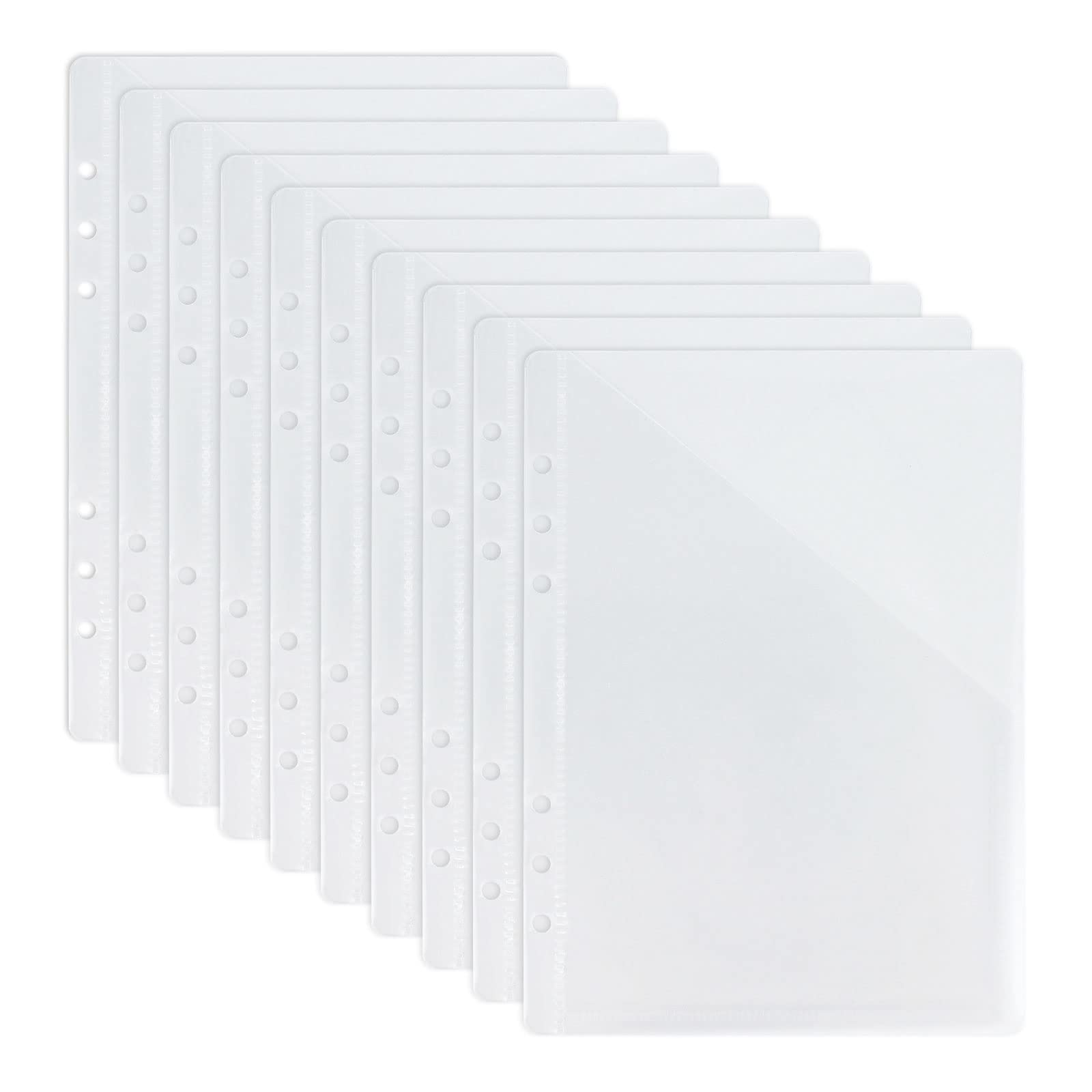 Photo 1 of 10 Pcs Plastic Binder Pocket Clear Poly Binder Organizer 6 Holes A5 Binder Folders for School and Office Supplies