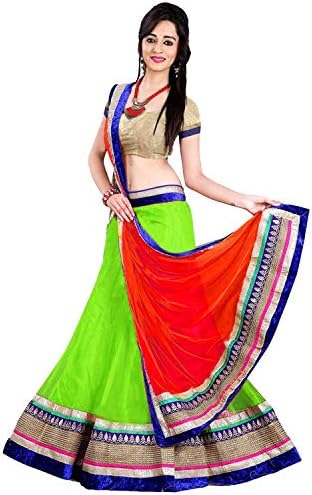 Jigss Women's Net A-Line Lehenga Choli (Kedar_Free Size_ Semi-Stitched)