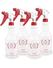 Uineko Plastic Spray Bottle (4 Pack, 24 Oz, All-Purpose) Heavy Duty Spraying Bottles Leak Proof Mist Empty Water Bottle for Cleaning Solution Planting Pet with Adjustable Nozzle and Measurements