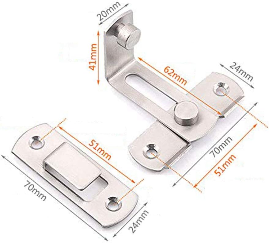 90 Degree Right Angle Door Latch Hasp Bending Latch Buckle Bolt Sliding Lock Barrel Bolt with Screws for Doors and Windows - Image 5