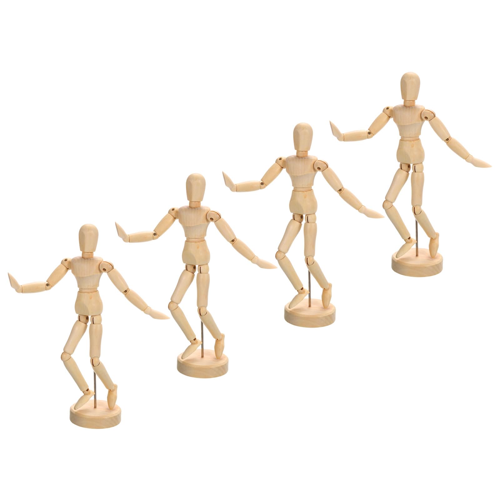 PATIKIL 8" Wooden Mannequin Figure, 4 Pcs Artist Drawing Manikin Model Flexible Movable Jointed Sketching Lay Figure for Painting Drawing Decoration