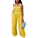 Nimsruc Women's Jumpsuits Summer Rompers Sling Sleeveless Wide Leg Casual Overalls Jumpers With Pockets 2024