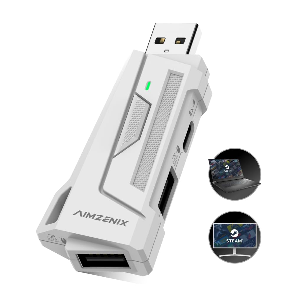AIMZENIX AX200 Keyboard and Mouse Adapter, Compatible with PC, Nintendo Switch, Nintendo Switch 2, Tunable Smart Assist via App, Aim Assist, MnK Converter for Playing FPS, TPS, RTS, COD, APEX