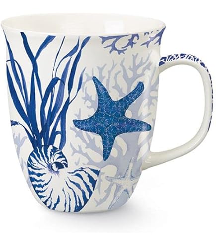 Cape Shore Wave Tea Mug - 16oz Turtle Design Stoneware Cup - Microwave & Dishwasher Safe Gift Mug
