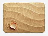 Ambesonne Seashells Bath Mat, Little Seashell on Golden Yellow Sand Sea Coastal Theme Beach Art Print, Plush Bathroom Decor Mat with Non Slip Backing, 29.5" X 17.5", Sand Brown