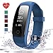 007plus Fitness Tracker HR, D107Plus Heart Rate Monitor Fitness Smart Watch Activity Tracker with Sleep Monitor IP67 Waterproof Pedometer Smart Wristband (Blue)