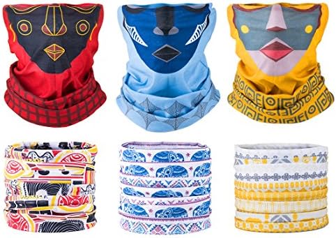 Sixteen18 6 Pack, Women's Multifunctional Seamless Face Tube Mask Headband Bandana Scarf for Outdoors, Yoga, Motorcycle, Skiing, Halloween | Protect Skin, Bike, Head Neck Helmet, Wind, Dirt, Snow