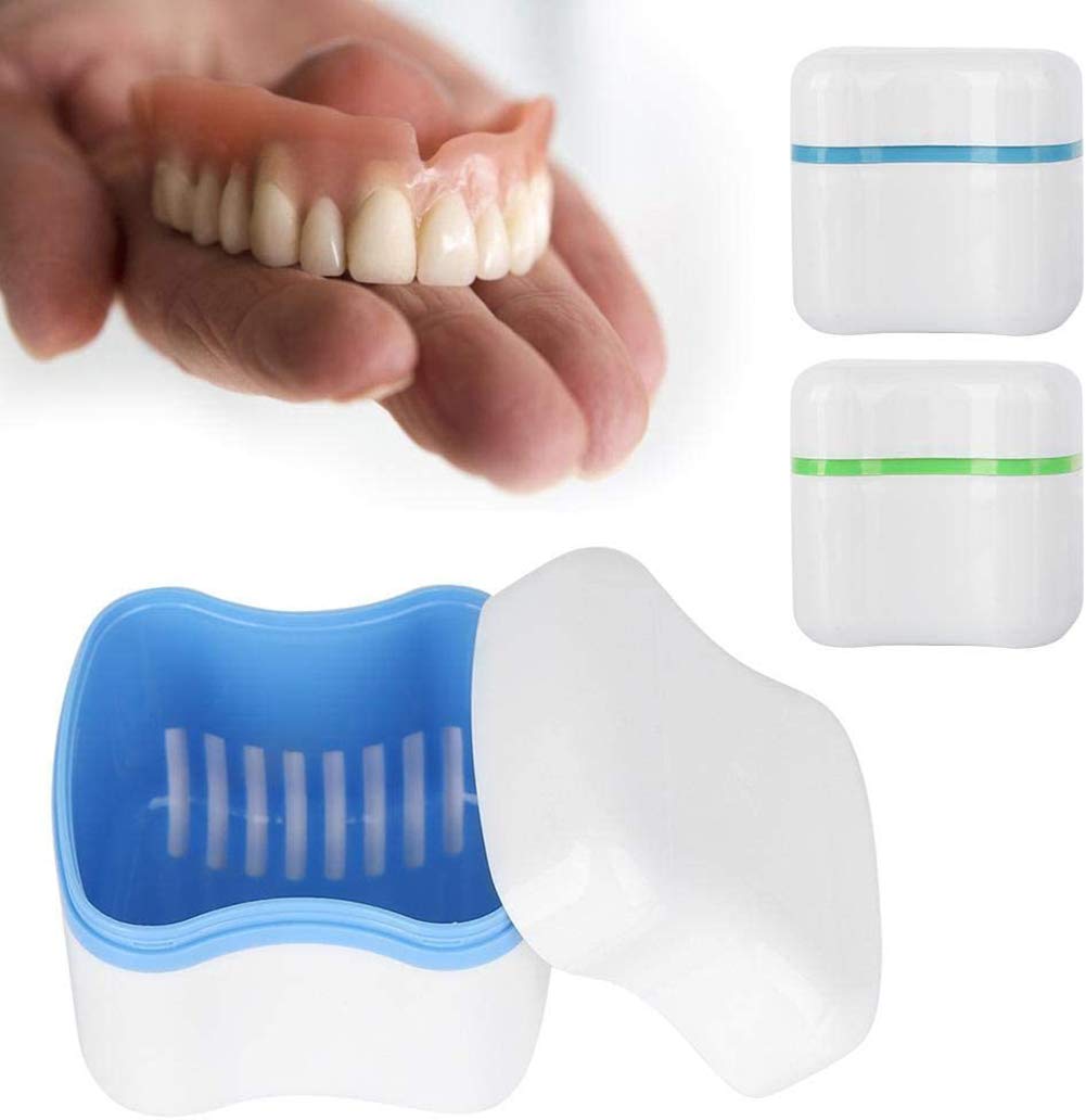 Denture Bath Case Denture Box Cup Denture 2 Cases One Brush Disposable Toothbrush Travel Kit Denture Care Soaking Rinsing Bracket Storage box Container Dental Materials European Style : Beauty