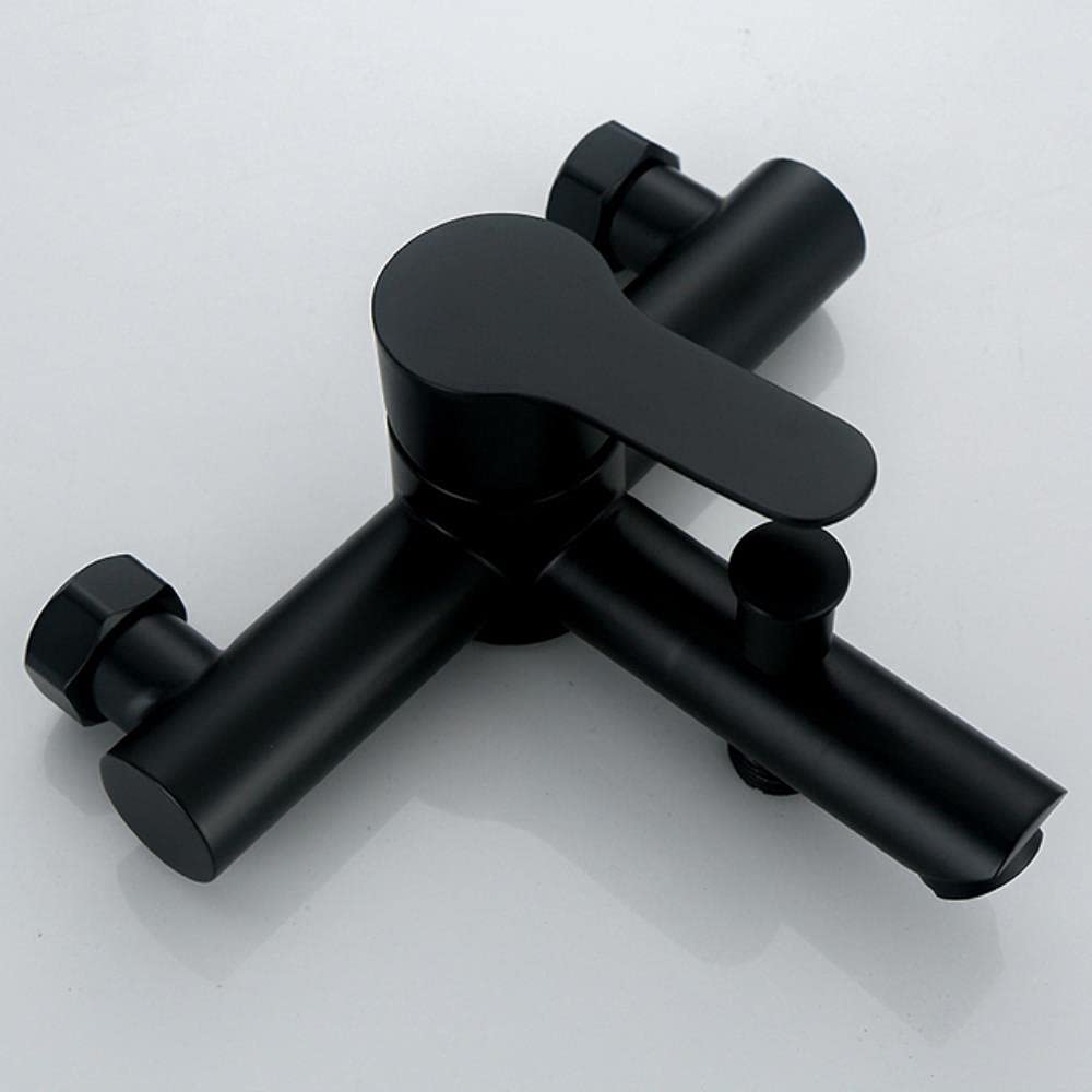 AFUDER Black Bathtub Shower Faucet Stainless Steel Bathroom Bath Shower Tap Shower Head Wall Mixer Tap