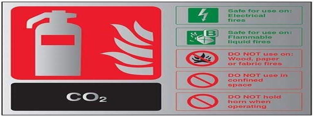V Safety Fire Extinguisher-CO2 ID Sign - 150mm x 100mm - 3mm Brushed Alu Comp