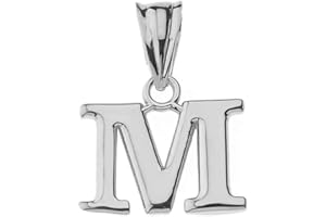 CLADDAGH GOLD 10K White Gold Fine Mini Dangling Initial A-Z Charm 1/2" Pendant - Choice of Initial Letter