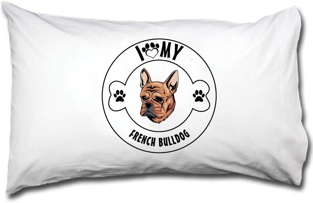 YYSIX FRENCH BULLDOG I LOVE PAW MY Bed Single Pillow Case