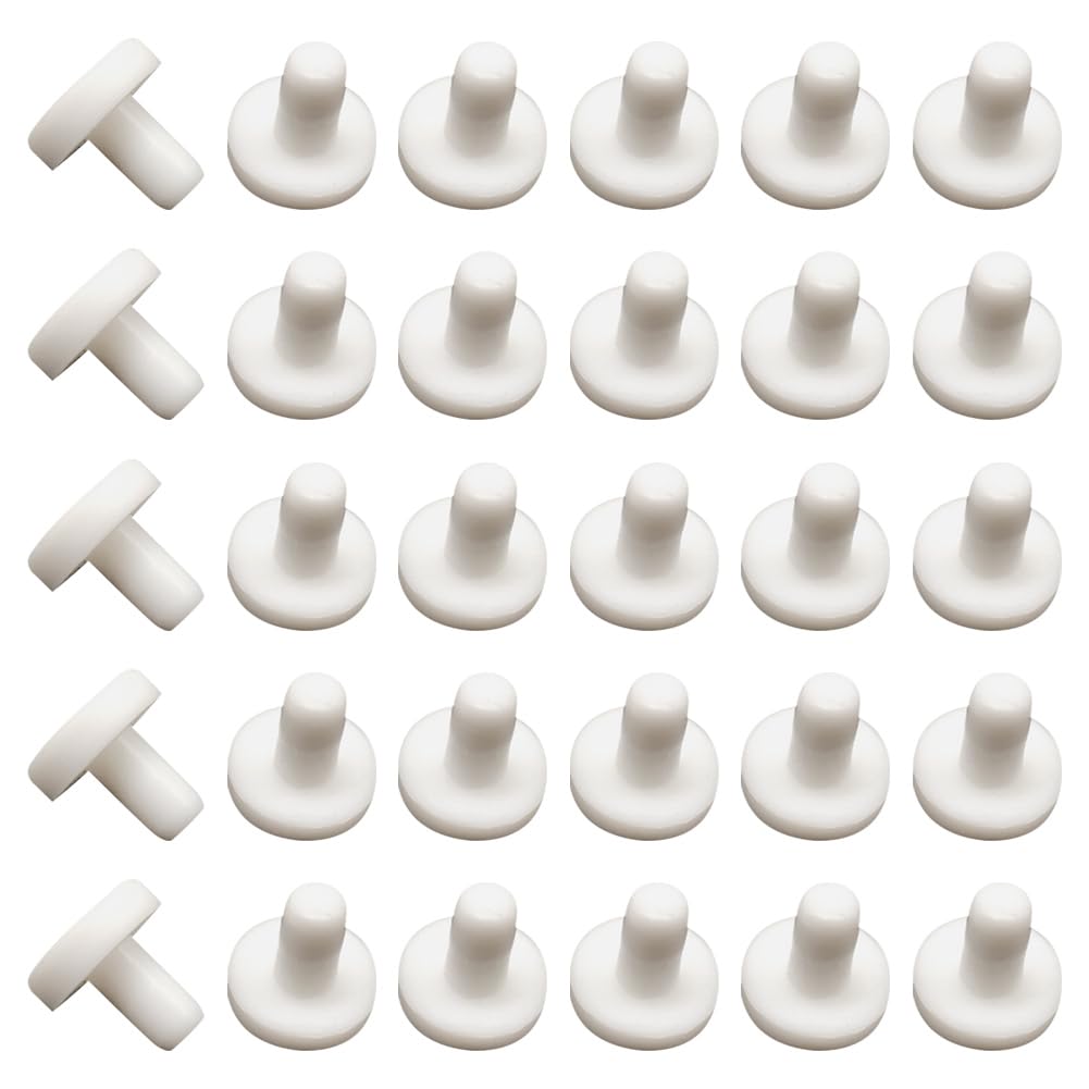JIHUOO 200 Pcs 3 mm Plastic White Button Hole Plugs - Furniture Hardware Screw Cap Hole Covers - Flush Type