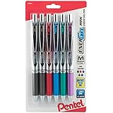 Pentel EnerGel Deluxe RTX Gel Ink Pens, 0.7 Millimeter Metal Tip, Assorted Colors,  6 Pack (BL77BP6M)