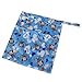 OULII Cute Monkey Pattern Washable Reusable Waterproof Zippered Baby Cloth Diaper Nappy Bag Wet Dry Bag Tote with Soft Snap Handle (Blue)