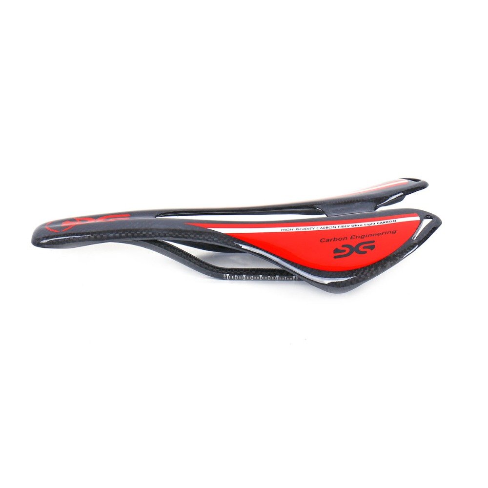 ESEN SP MTB Road Bike Carbon Fiber Ultra Light Saddle Hollow Matte/Shiny 3k (Glossy, Red)
