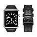 top4cus Genuine Leather Band iwatch Strap Compatible with Apple Watch Series 6, SE, 5, 4, 3/2/1 and Sport Edition, Stainless Steel Clasp (42mm, Matte Black)
