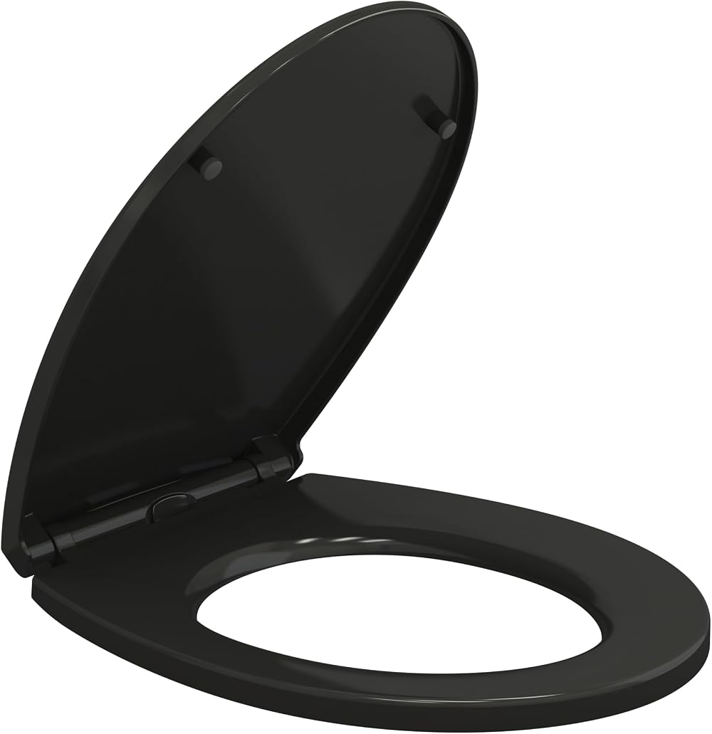 AAN Soft Close Toilet Seat Black O Shape Quick Release Top Fixing Adjustable