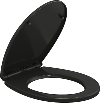 AAN Soft Close Toilet Seat Black O Shape Quick Release Top Fixing Adjustable