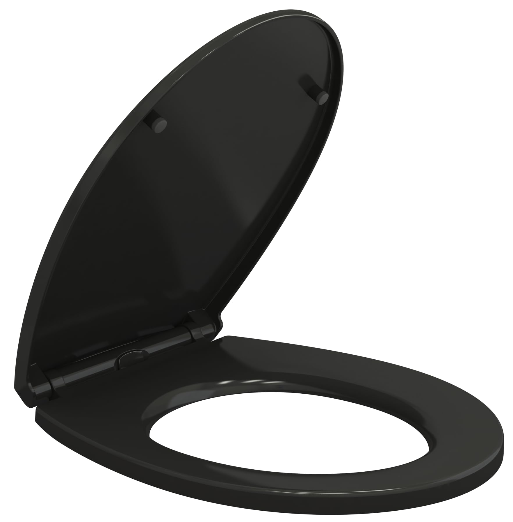 Soft Close Black Toilet Seat Standard Loo Seat with Top & Bottom Fixing Quick Release and Adjustable Hinges O Shape Lid Cover PP