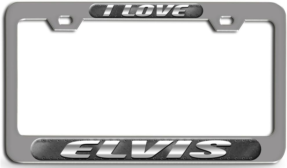 I LOVE ELVIS Chrome Steel License Plate Frame 3D Style, License Tag Holder