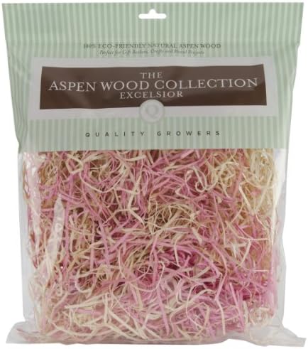 Quality Growers Aspenwood Excelsior Wood Craft Supplies, 328 Cubic Inch, Pink and Natural