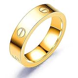 Dubeauty Love Ring Lifetime Titanium Stainless Steel Couples Wedding Engagement Anniversary Engraved Bands Gold Size 8