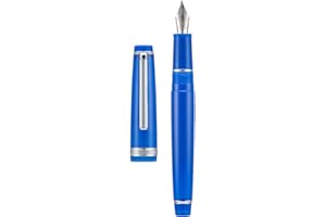 WIKULT Jinhao 82 Acrylic Fountain Pen, Iridium Fine Nib with Ink Converter, Transparent Royal Blue Classic Design Smooth Writing Pen (Silver Trim)