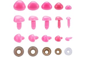 GORGECRAFT 5 Sizes 150PCS Plastic Animal Safety Doll Noses with Washers Pink Stuffed Animals Crochet Nose 16mm 15mm 14mm 11mm