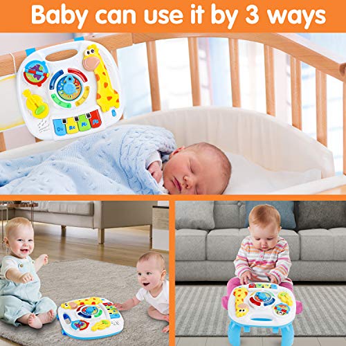 BACCOW Baby Toys 6 to 12-18 Months Musical Educational Learning Activity Table Center Toys for Toddlers Infants Kids 1 2 3 Year Olds Boys Girls Gifts Size 9.7 x 8.7 x 7.1 Inches