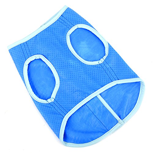 Ranphy Dog Cooling Vest for Small, Medium and Larges Dogs Reusable Swamp Cooler Jacket Soft Lightweight Pet Cool Coat Breathable Canine Outdoor Sunscreen Clothingfor Summer Hot Weather Blue Size L