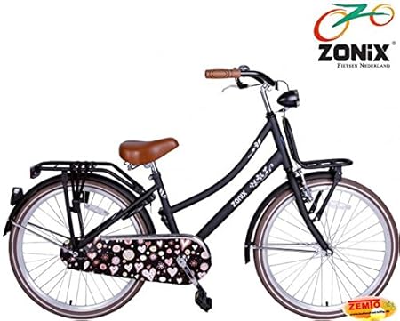 Zonix Mädchen Hollandrad Schwarz / Design 20 Zoll mit Frontträger