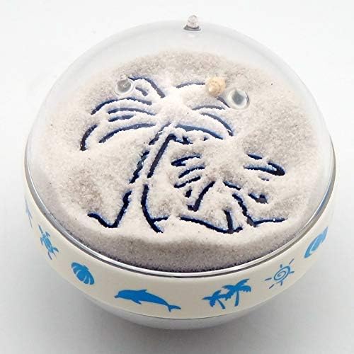 Canplow Sandglobe Paperweight 3- inch Round, Flip Over to See Sand Patterns Dolphin and Palm Tree, Beach Sand Inside