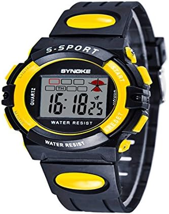 Unisex chilren's watch/for age above three/Adorable/Alarm Clock/Digital showing/ calendar/ Night light/water resistance-Black yellow