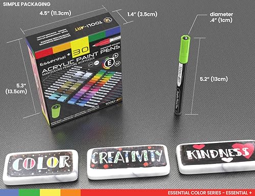 TOOLI-ART Acrylic Paint Markers, 30 Pack Extra Fine 0.7mm Tip for Rock Painting, Canvas, Ceramics, Glass, Metal, Fabric, Wood Non-Toxic, Water Based, Quick Dry